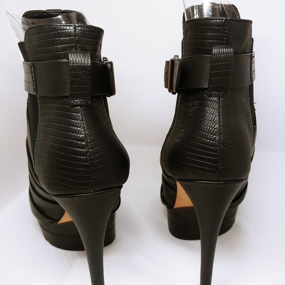Womens bcbg maxazria black leather buckle booties - Picture 2 of 5